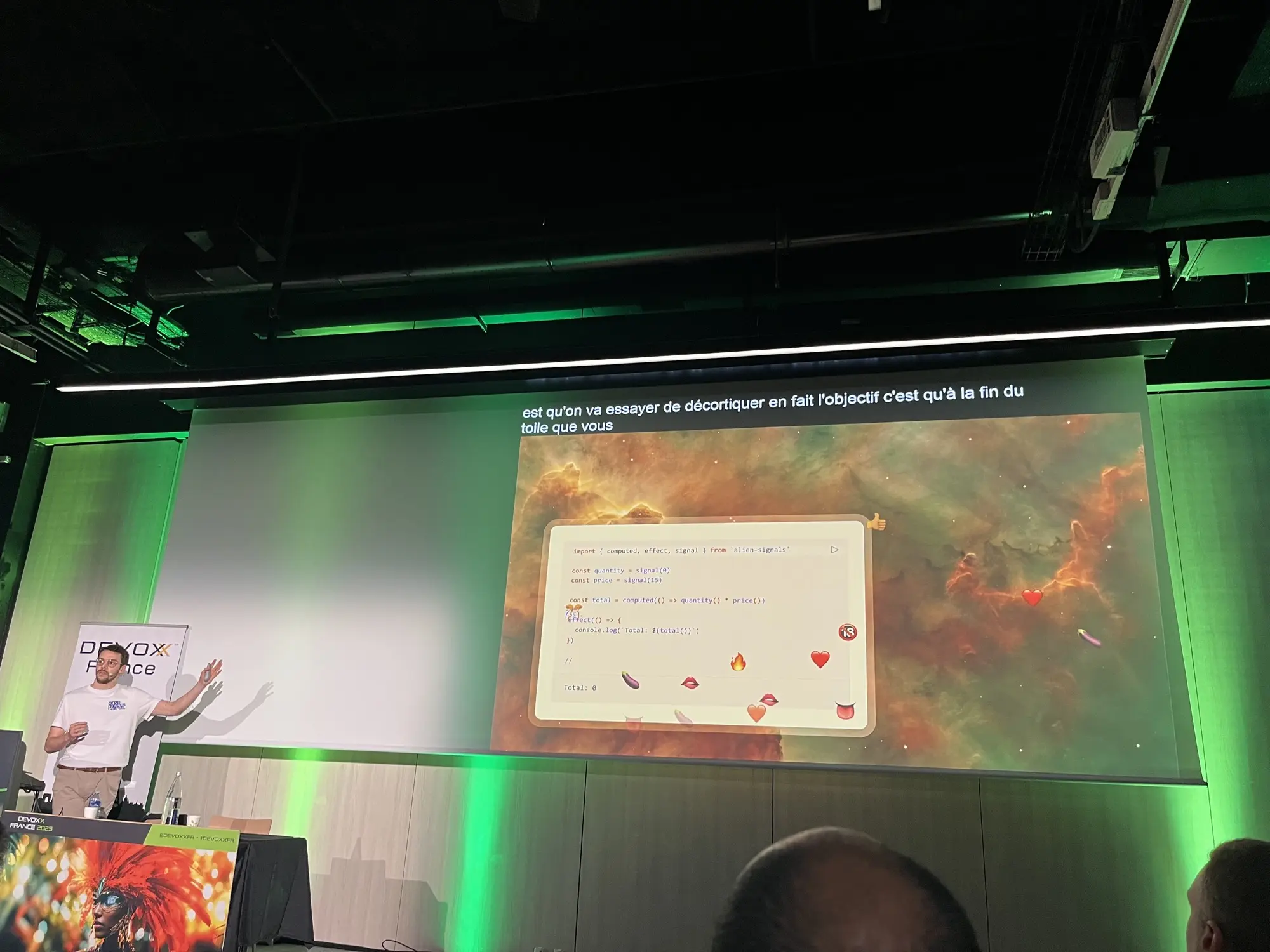 Esteban Soubiran présentant à Devoxx France 2025.