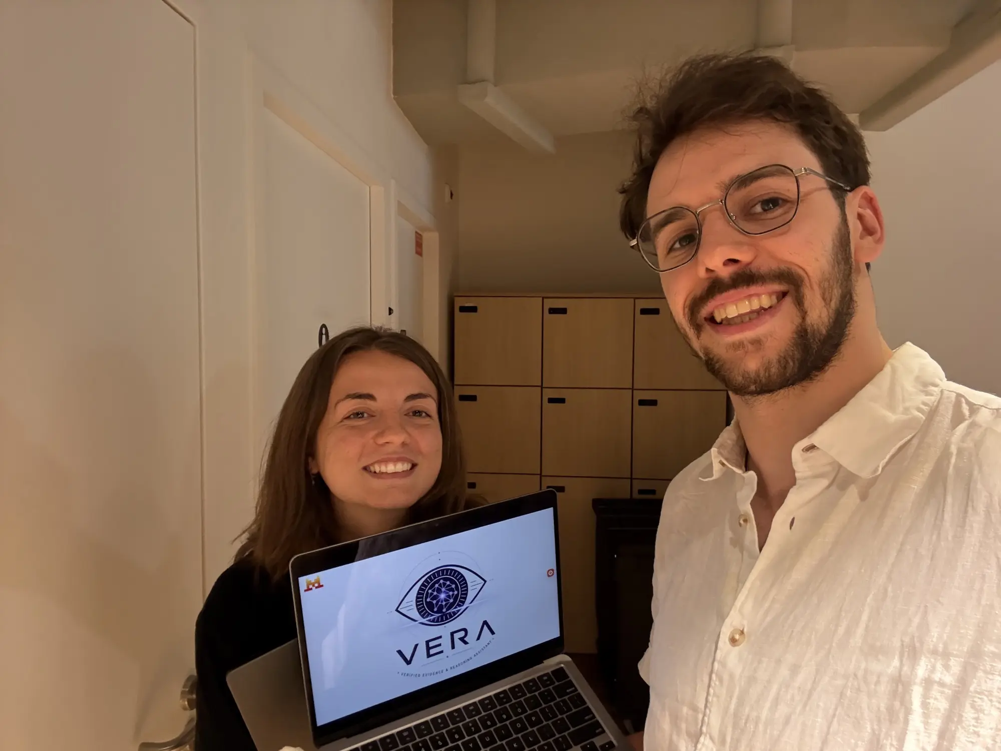 Marion and Estéban before pitching our project in front of the jury