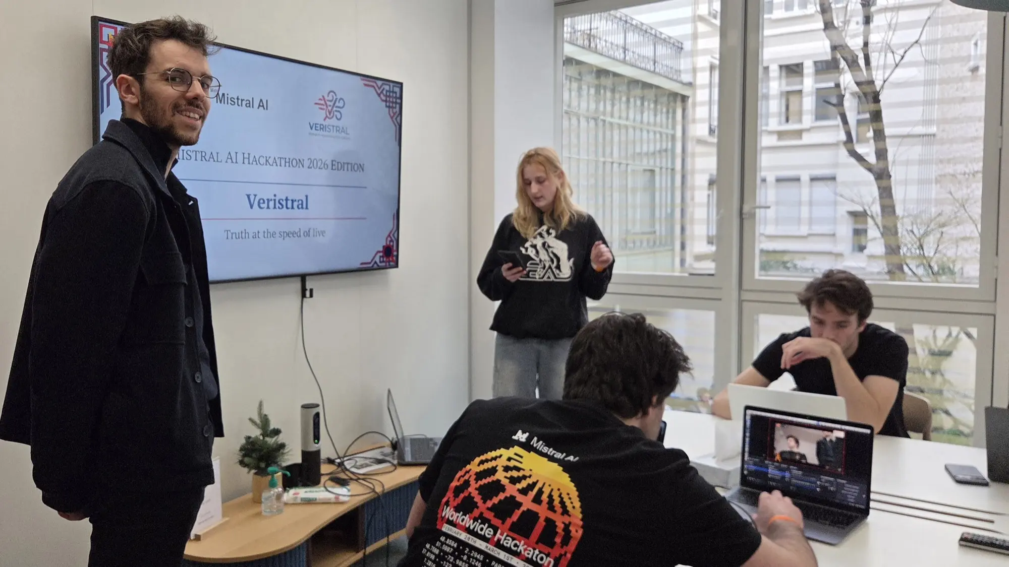 The winning team of the Mistral AI Hackathon in Paris