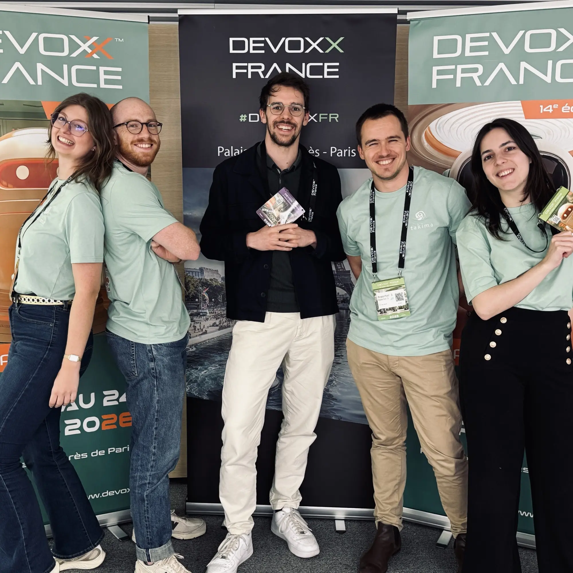 L'équipe Takima du mercredi, de gauche à droite : Camille, Joseph, Estéban, Guillaume et Anaïs