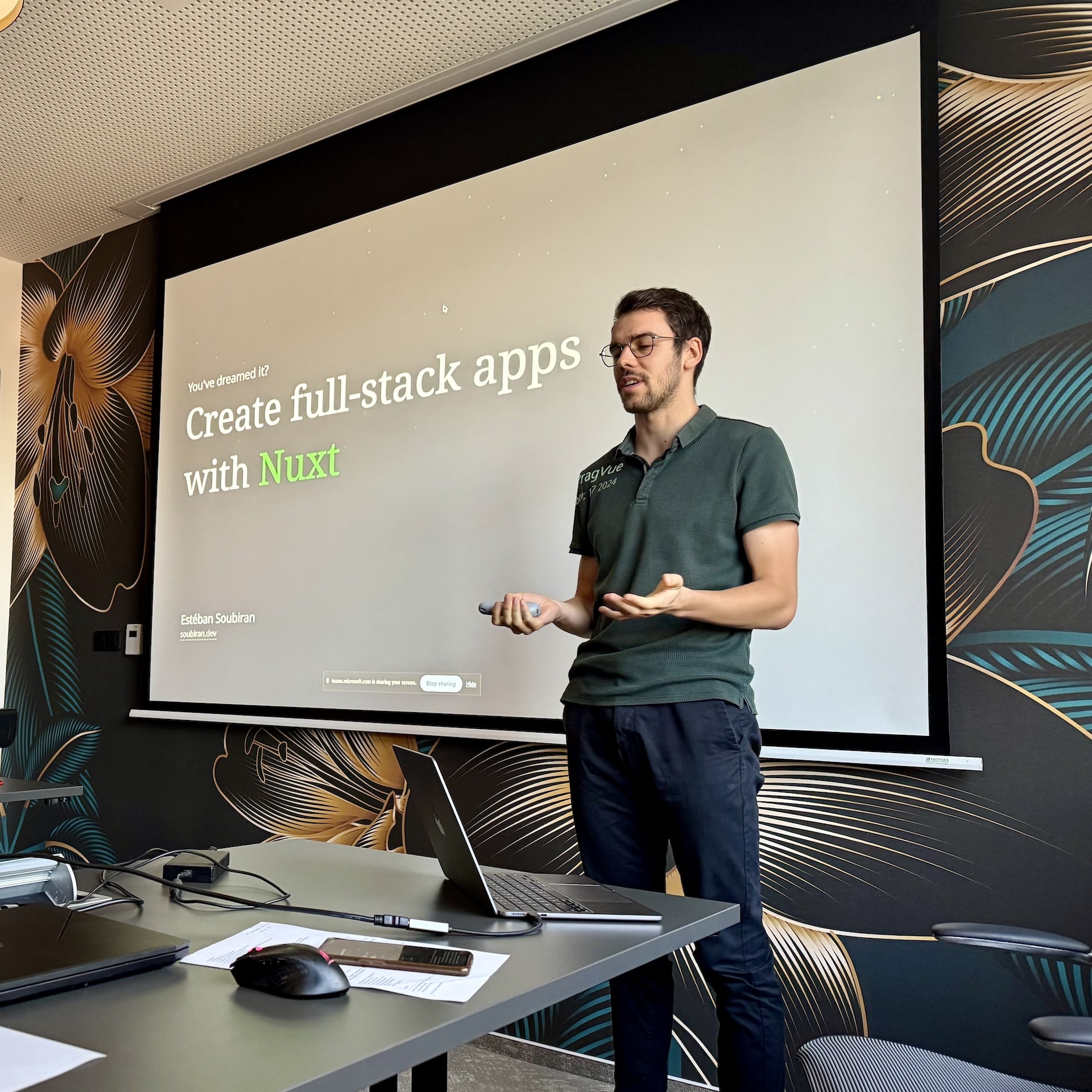 Me presenting Nuxt's full-stack capabilities (Photo from Daniel Roe).